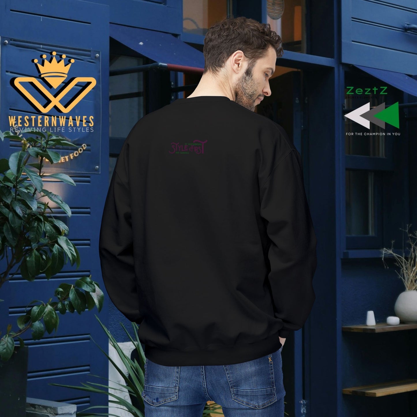 Unisex Midweight Softstyle Fleece Crewneck Sweatshirt_ N2+ Series USMWSSFCNSS PT2WW010_ Limited Edition Stylish Eco-conscious Raw Classic by WesternWaves: