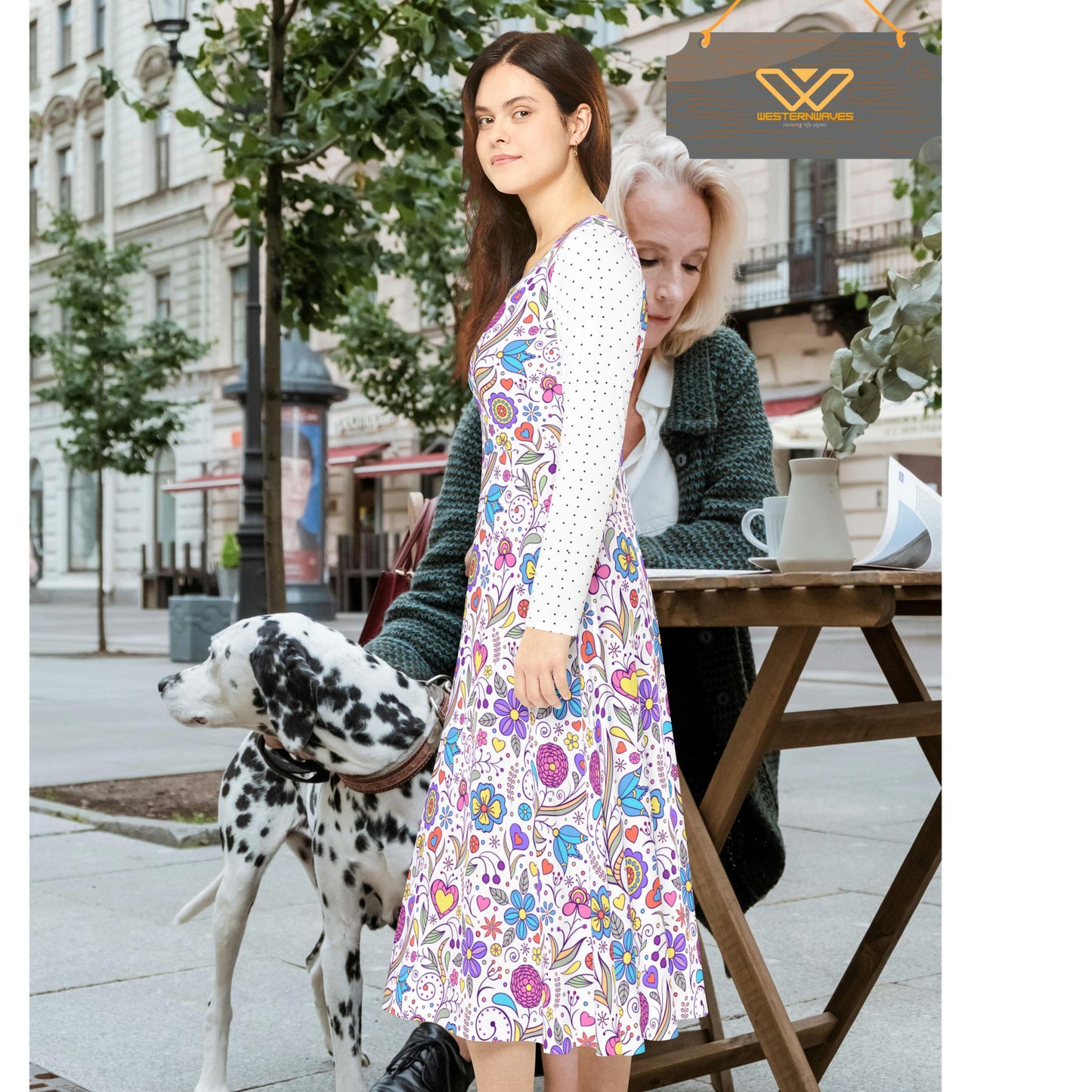 Women's Long Sleeve Dance Dress (AOP)_ N2 Series WLSDD PT2WW004_ Limited Edition Twirl & Shine Exclusively by WesternWaves: