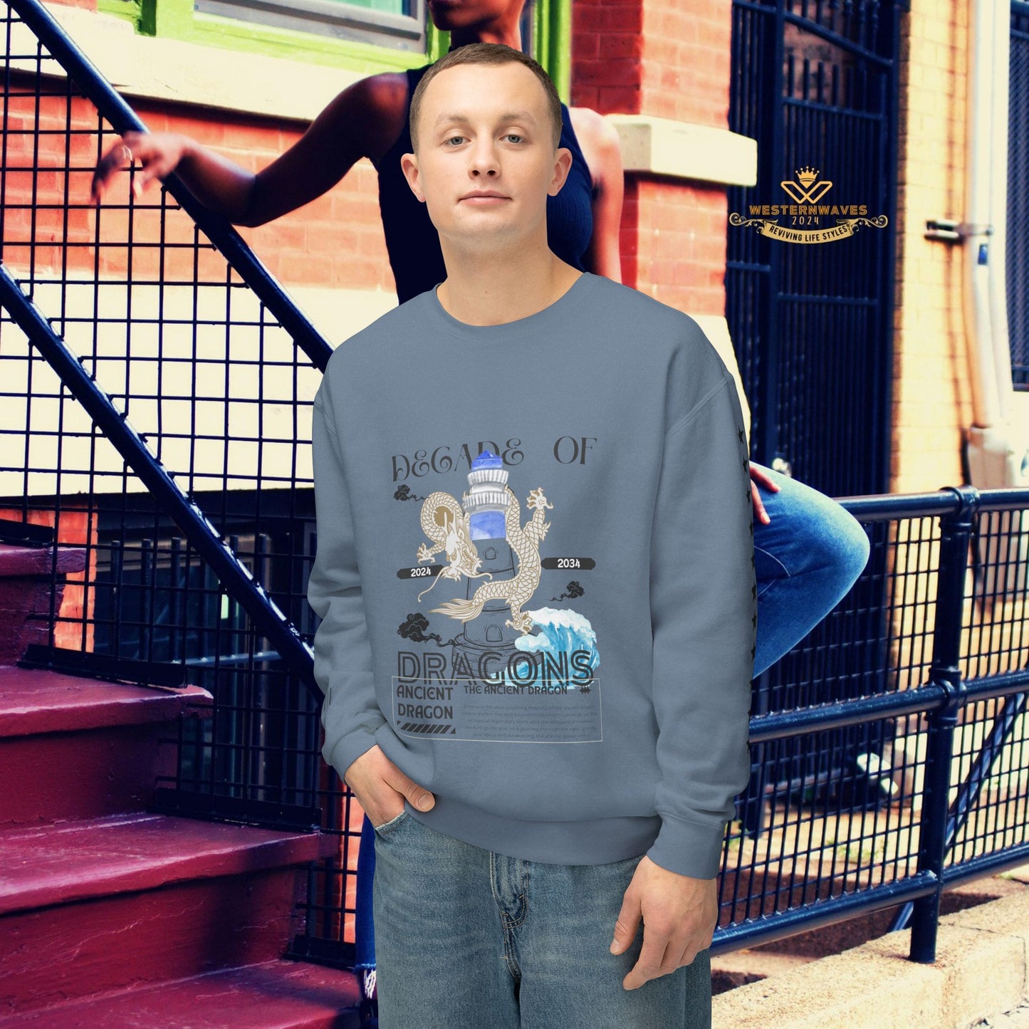 Unisex Lightweight Crewneck Sweatshirt_ N2 Series SPW ULWCSS PT2WW013_Limited Edition Conscious Fashion Collaboration by WesternWaves: