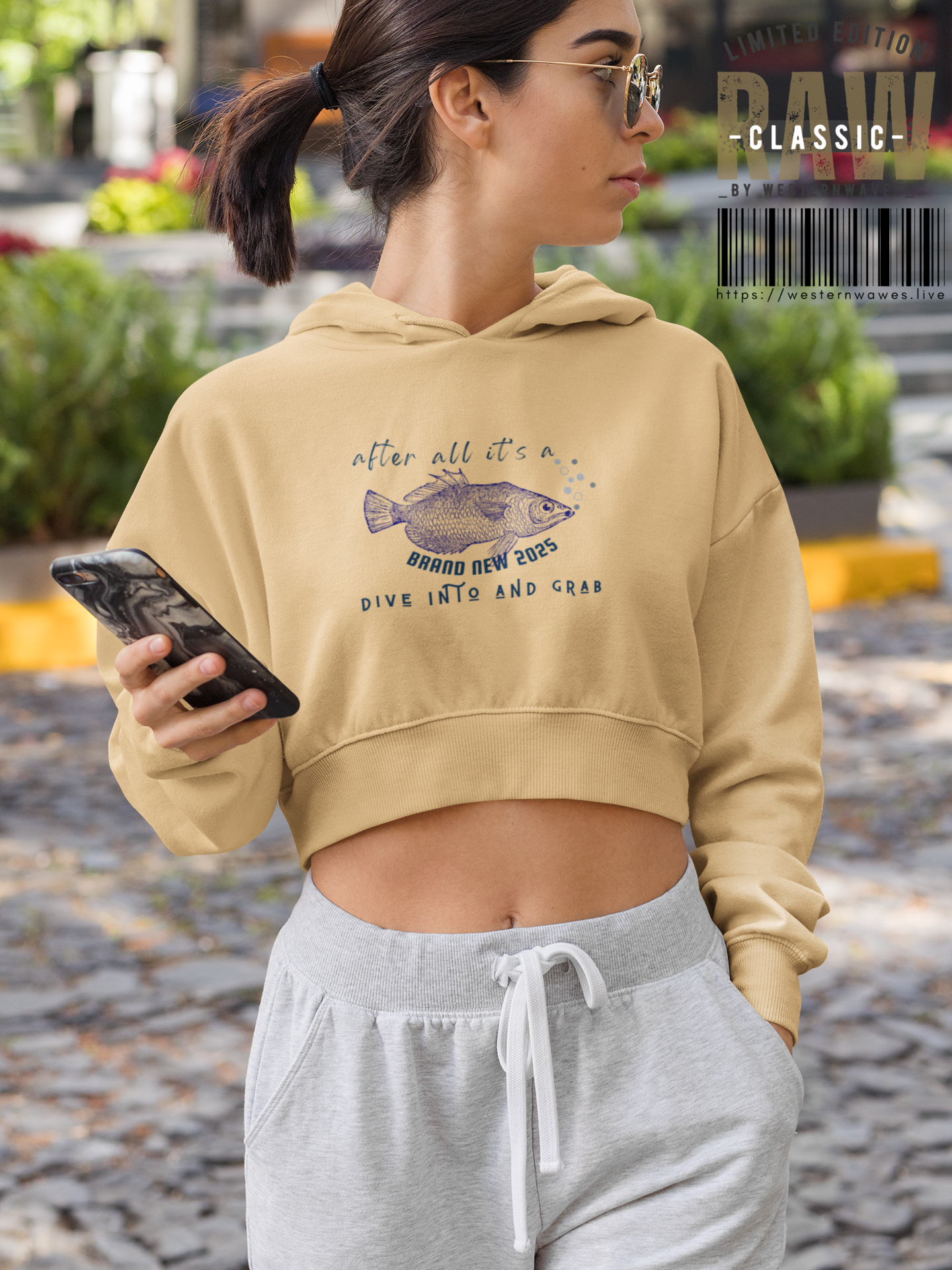 Women's Cropped Fleece Pullover_ N2 Series SPW WCFPOH PT2WW001_ Limited Edition High-quality Composition Product by WesternWawes: