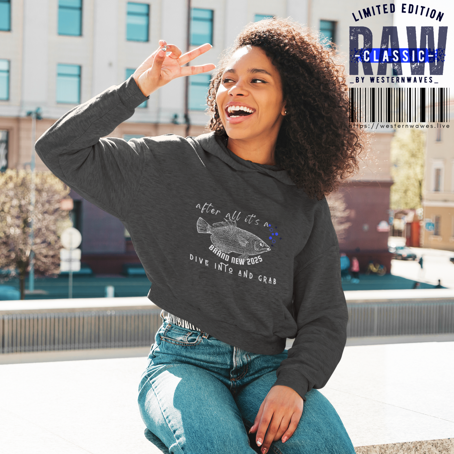 Women's Cropped Fleece Pullover_ N2 Series SPW WCFPOH PT2WW002_ Limited Edition High-quality Composition Product by WesternWawes: